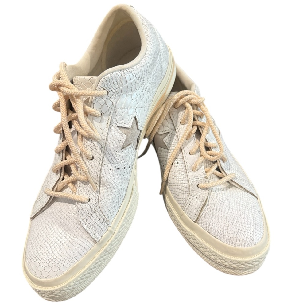 Converse One Star White Snakeskin Leather Low Top Sneakers – Size 8